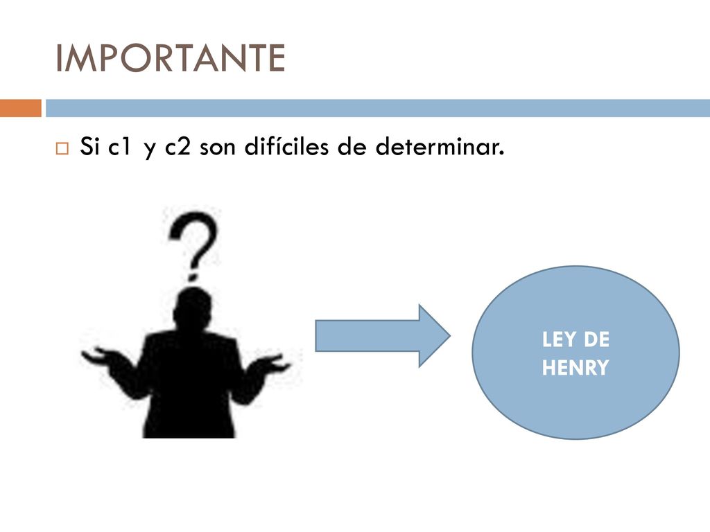IMPORTANTE Si c1 y c2 son difíciles de determinar. LEY DE HENRY