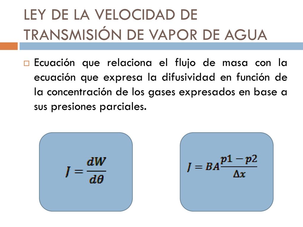 LEY DE LA VELOCIDAD DE TRANSMISIÓN DE VAPOR DE AGUA