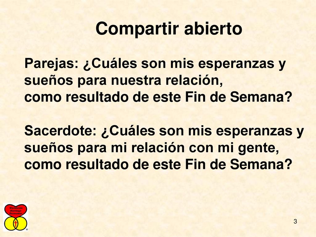 Compartir abierto Parejas: ¿Cuáles son mis esperanzas y sueños para nuestra relación, como resultado de este Fin de Semana