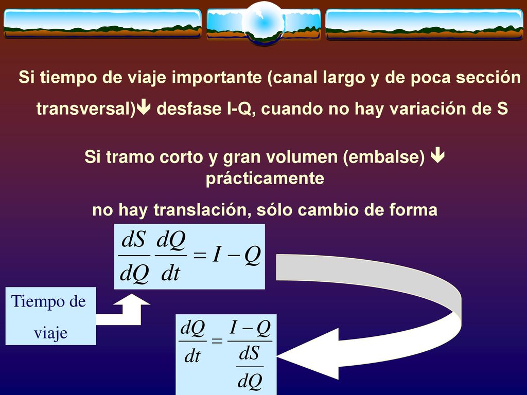 Si tiempo de viaje importante (canal largo y de poca sección