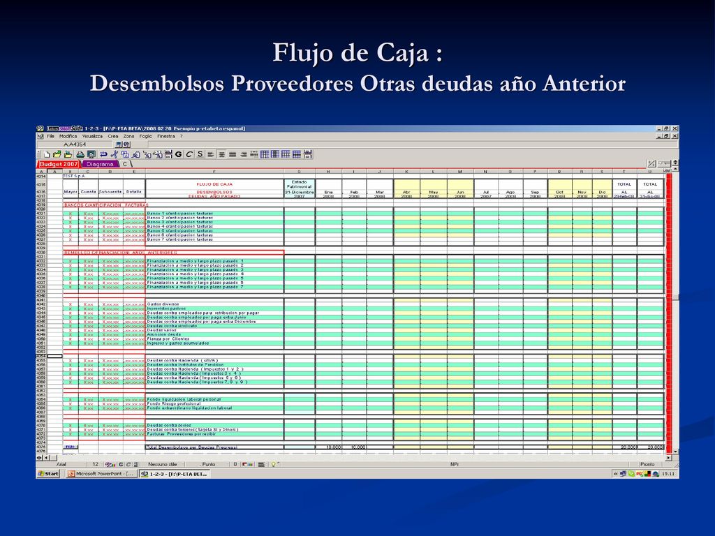 Flujo de Caja : Desembolsos Proveedores Otras deudas año Anterior