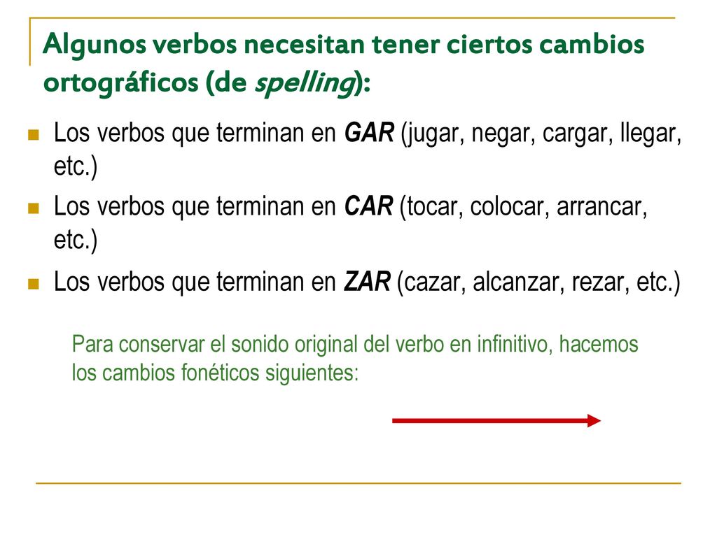 Algunos verbos necesitan tener ciertos cambios ortográficos (de spelling):
