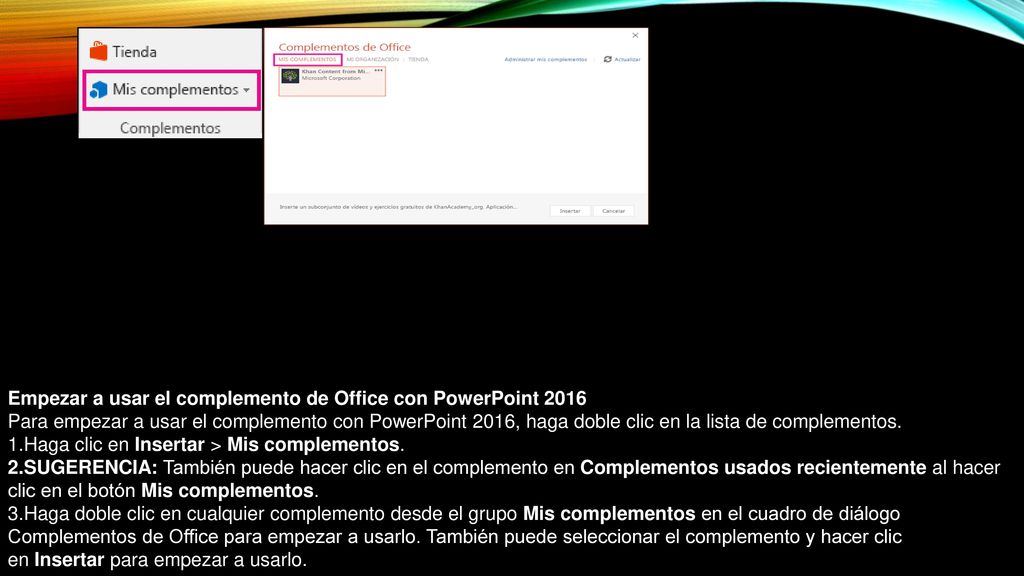 Empezar a usar el complemento de Office con PowerPoint 2016