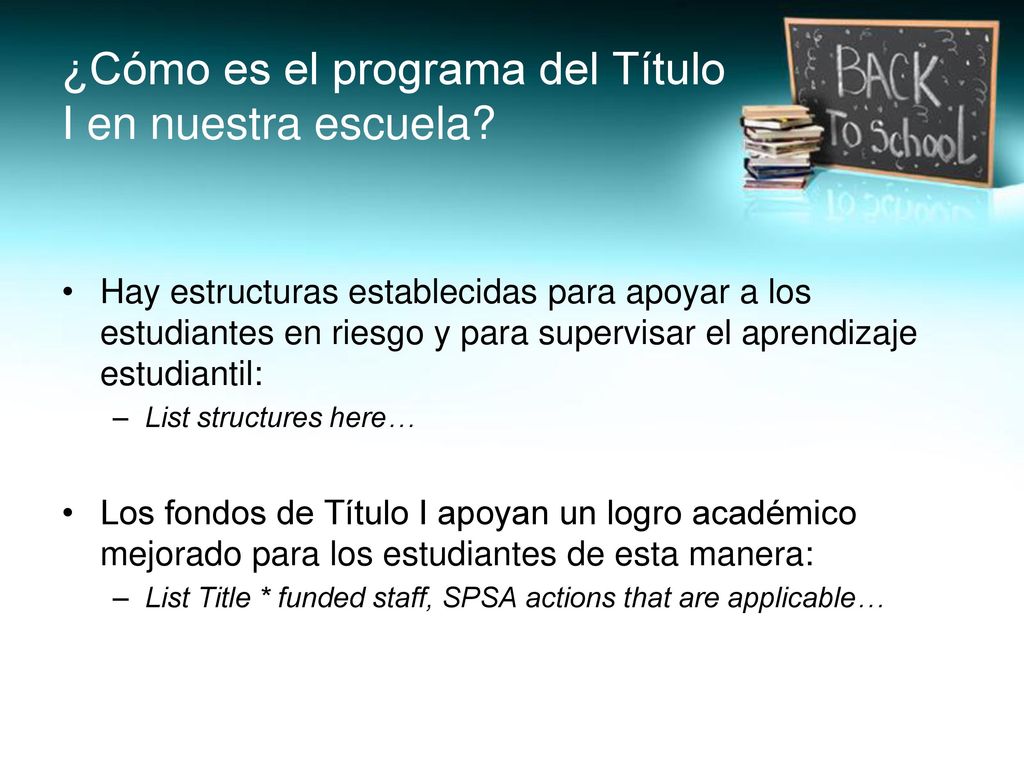 ¿Cómo es el programa del Título I en nuestra escuela