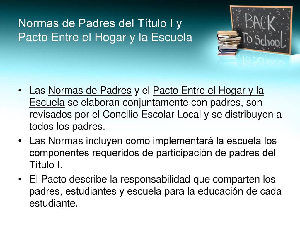 Normas de Padres del Título I y Pacto Entre el Hogar y la Escuela