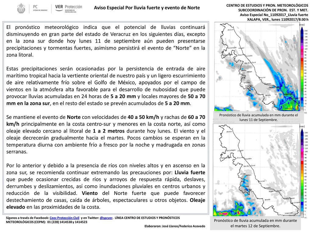 Aviso Especial Por lluvia fuerte y evento de Norte