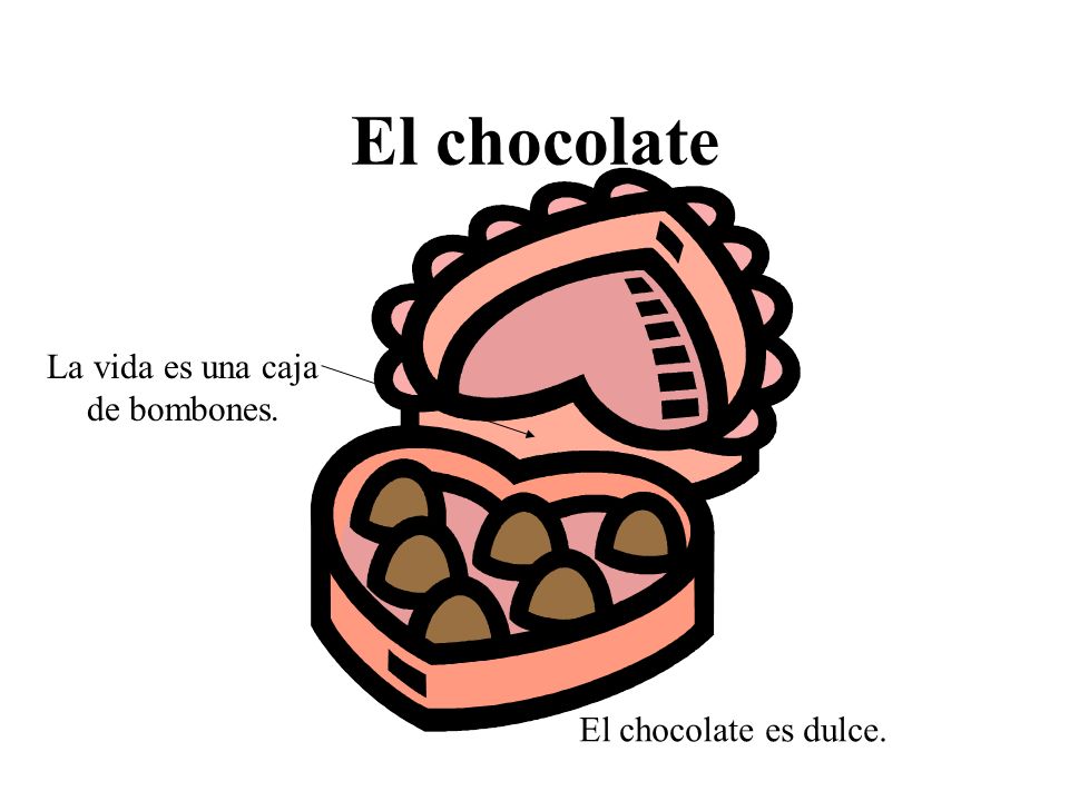 El chocolate La vida es una caja de bombones. El chocolate es dulce.
