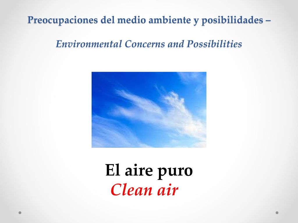Preocupaciones del medio ambiente y posibilidades – Environmental Concerns and Possibilities