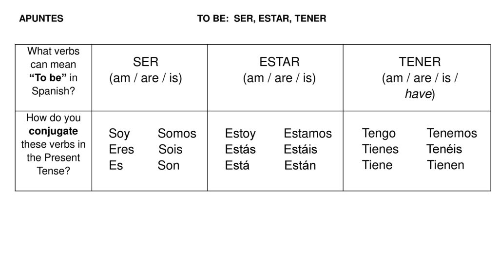 How do you conjugate these verbs in the Present Tense