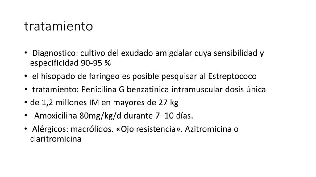 tratamiento Diagnostico: cultivo del exudado amigdalar cuya sensibilidad y especificidad %