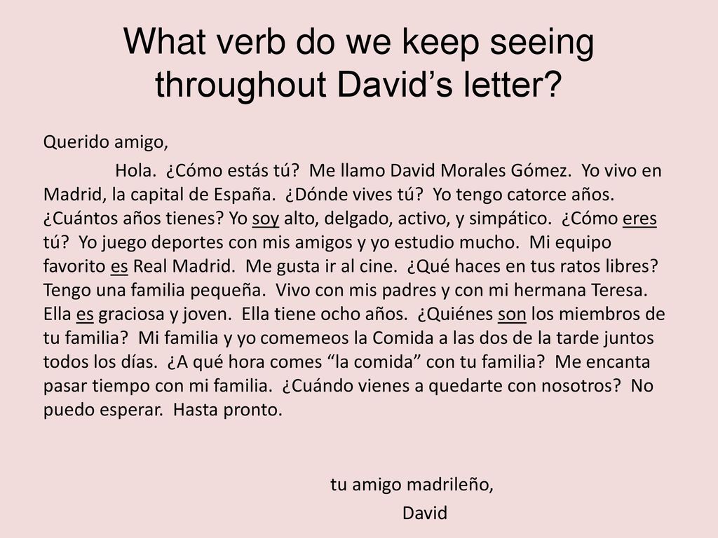 What verb do we keep seeing throughout David’s letter