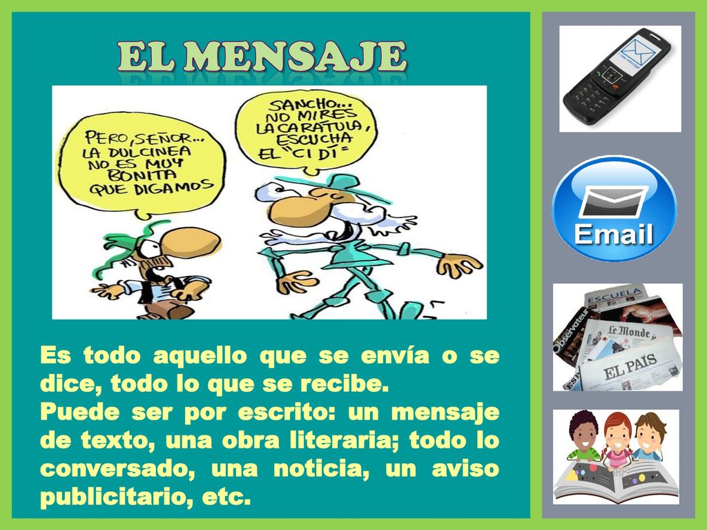 EL mensaje Es todo aquello que se envía o se dice, todo lo que se recibe.