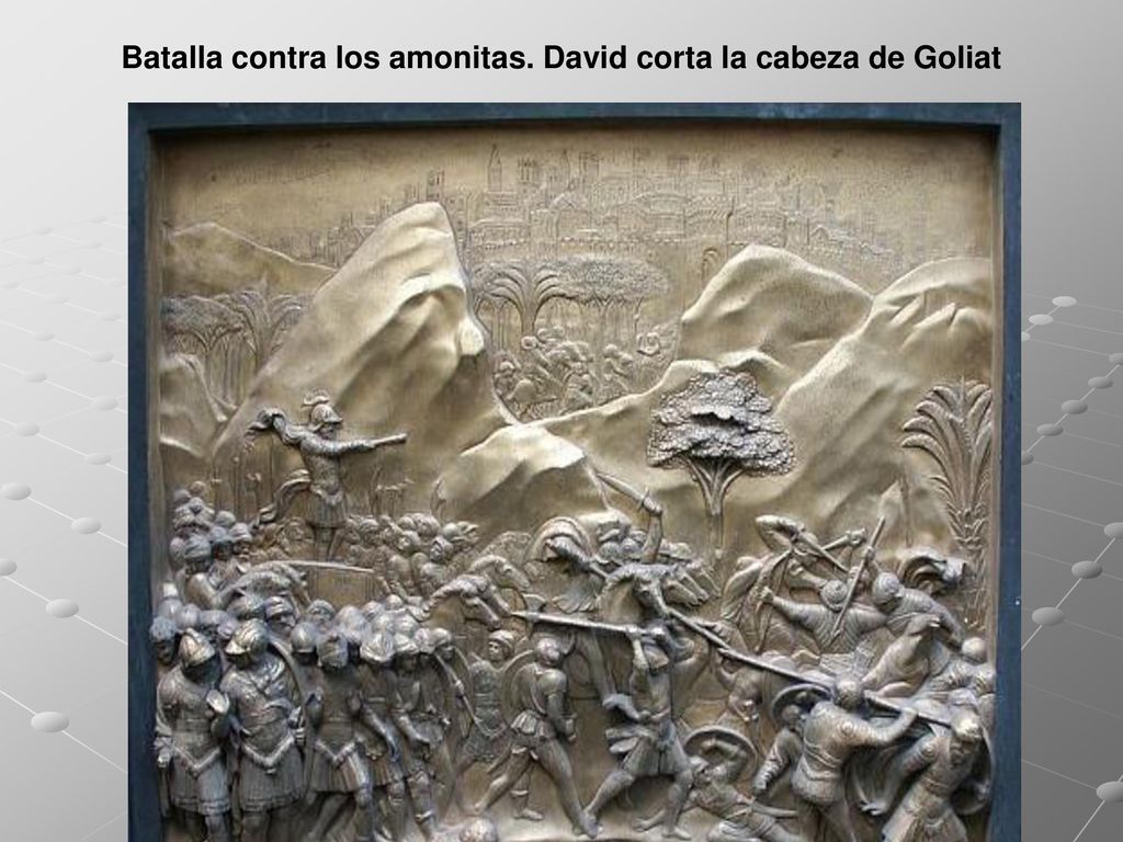 Batalla contra los amonitas. David corta la cabeza de Goliat