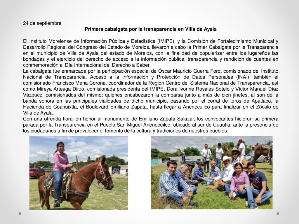 Primera cabalgata por la transparencia en Villa de Ayala