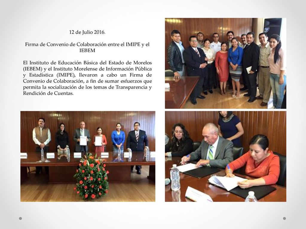 Firma de Convenio de Colaboración entre el IMIPE y el IEBEM