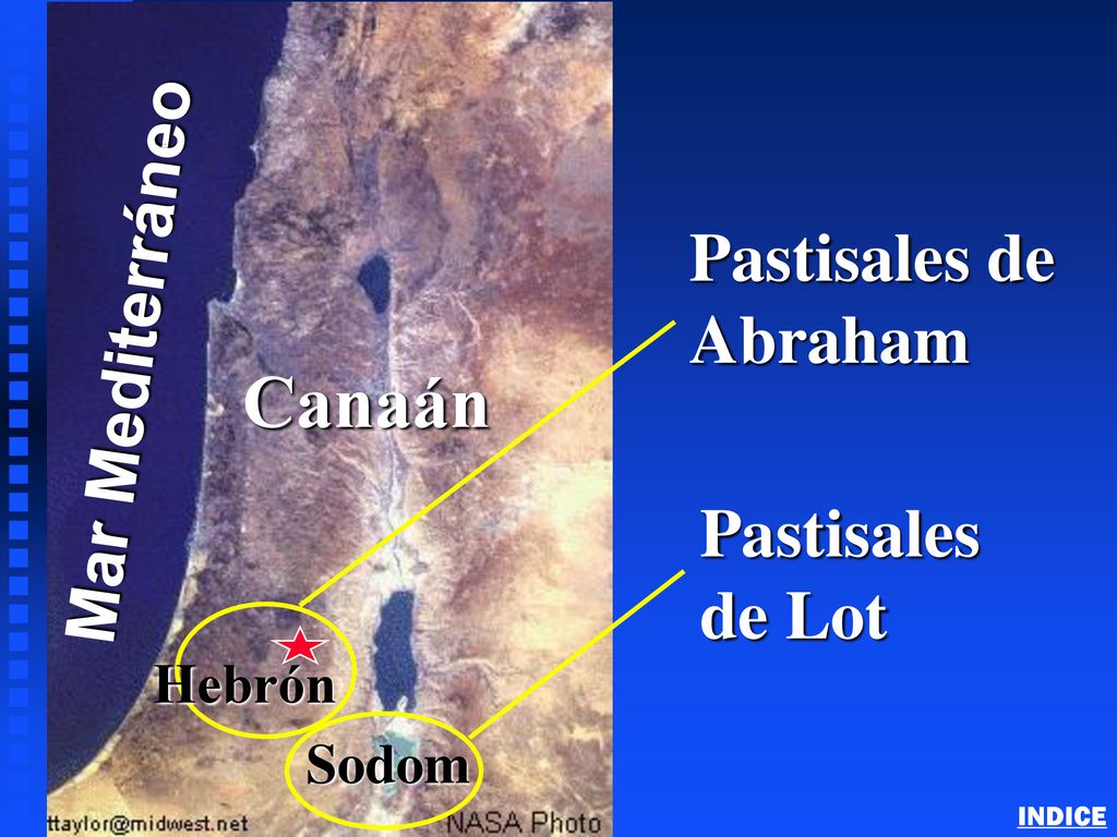 Canaán Mar Mediterráneo Pastisales de Abraham Pastisales de Lot Hebrón