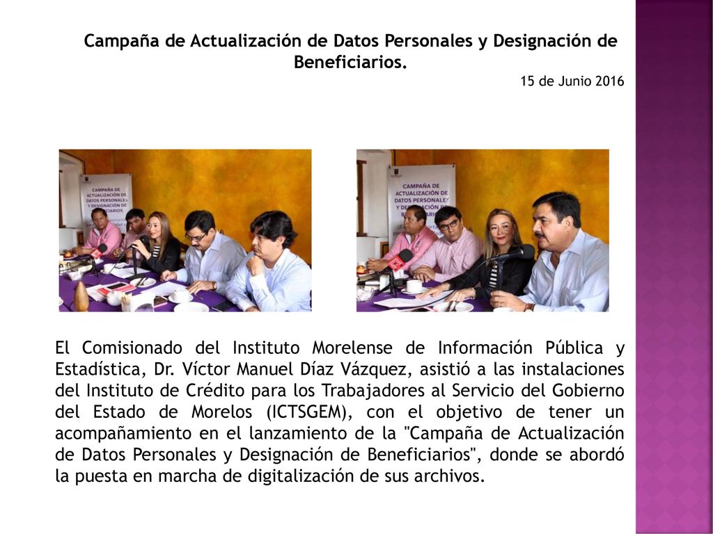 Campaña de Actualización de Datos Personales y Designación de Beneficiarios.