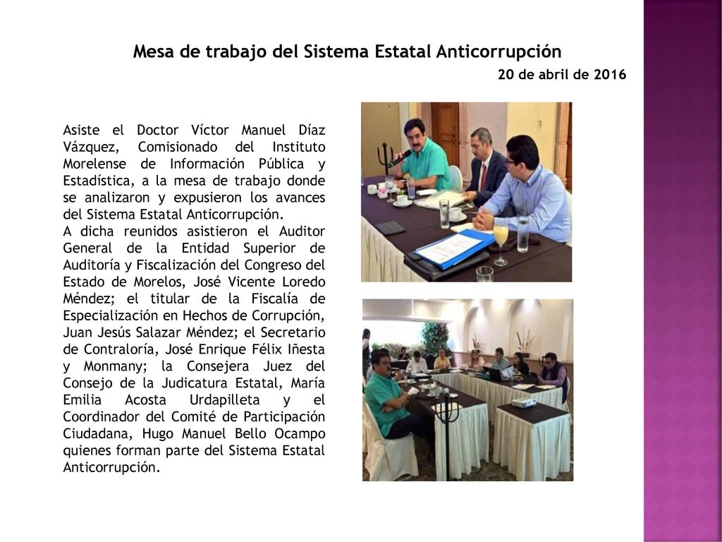 Mesa de trabajo del Sistema Estatal Anticorrupción