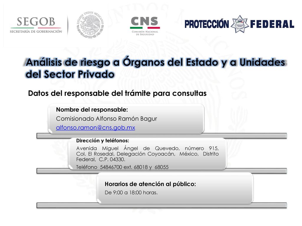 Análisis de riesgo a Órganos del Estado y a Unidades del Sector Privado