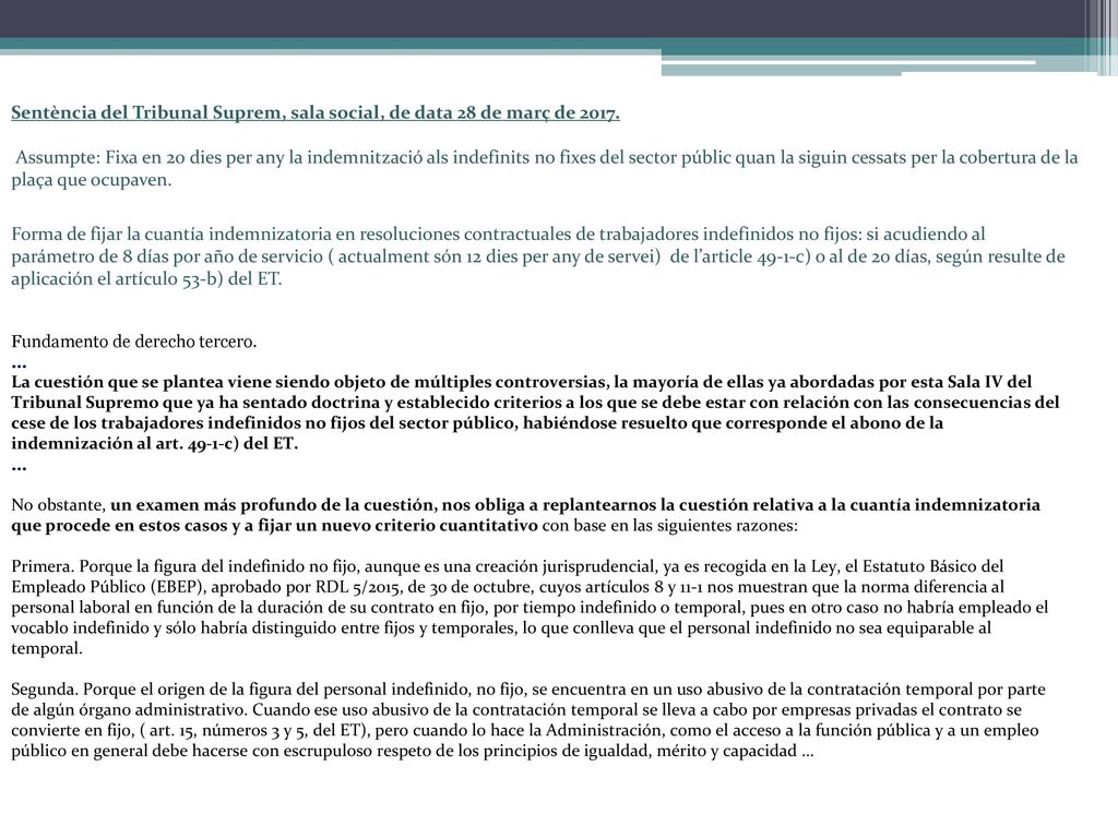 Sentència del Tribunal Suprem, sala social, de data 28 de març de 2017