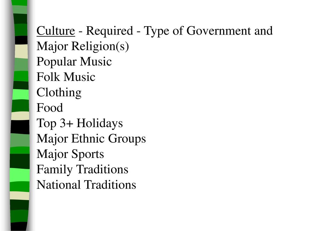 Culture - Required - Type of Government and
