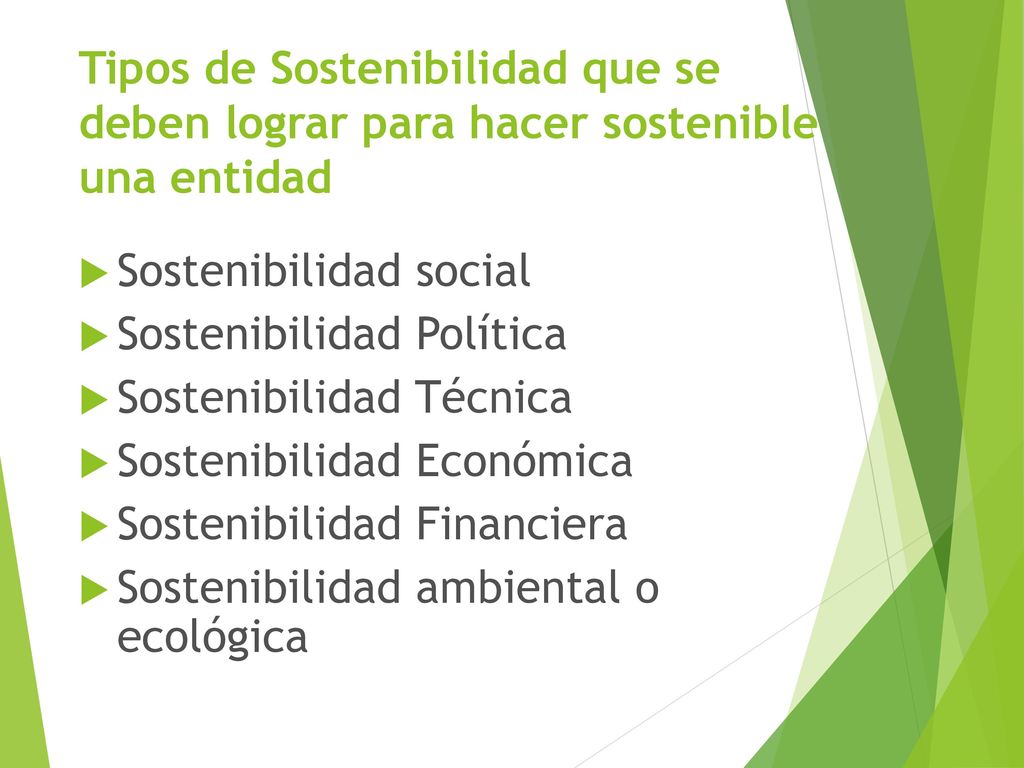 Tipos de Sostenibilidad que se deben lograr para hacer sostenible una entidad