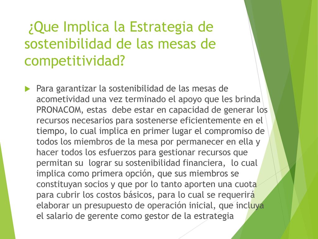 ¿Que Implica la Estrategia de sostenibilidad de las mesas de competitividad