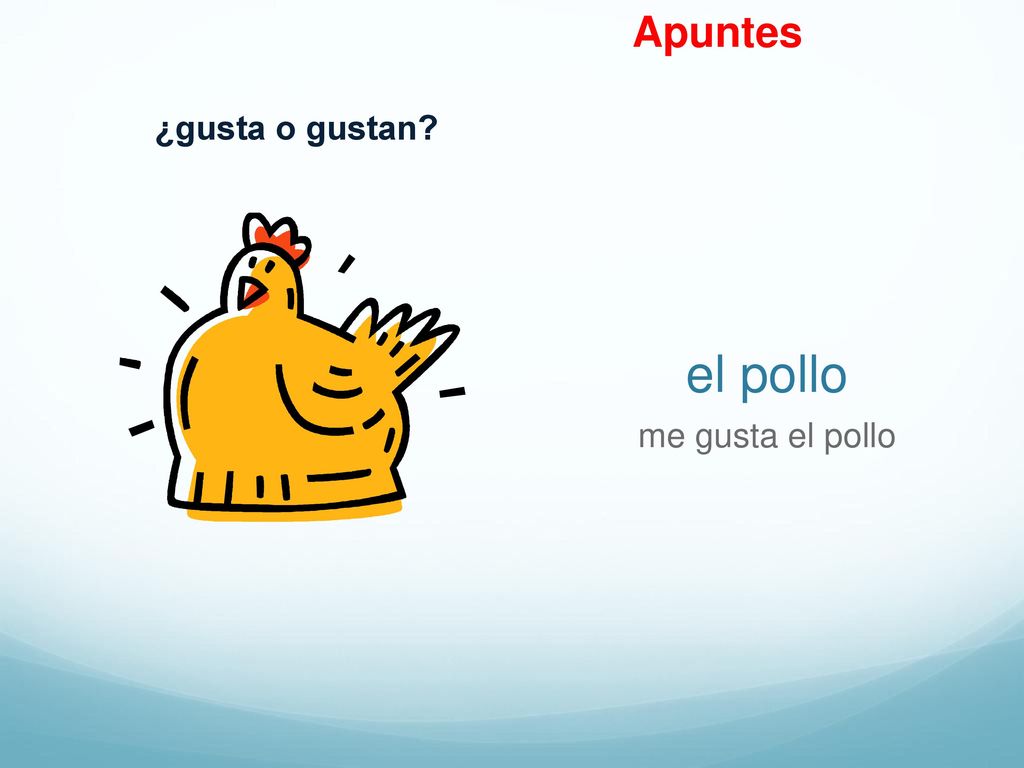 Apuntes ¿gusta o gustan el pollo me gusta el pollo
