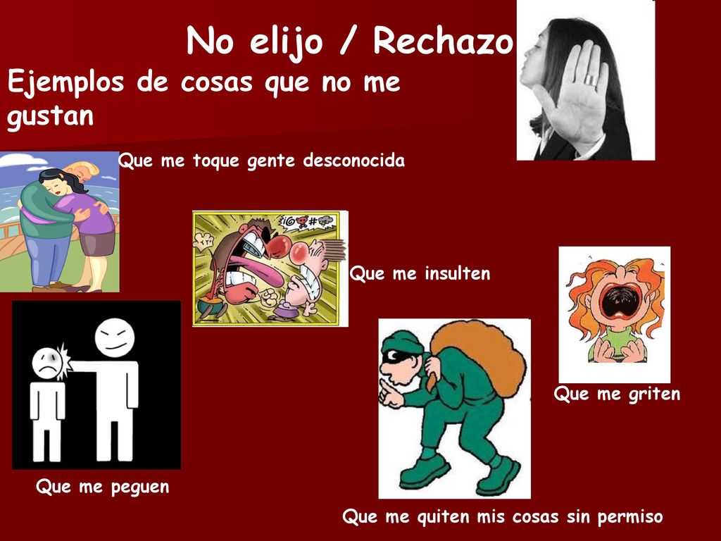 No elijo / Rechazo Ejemplos de cosas que no me gustan