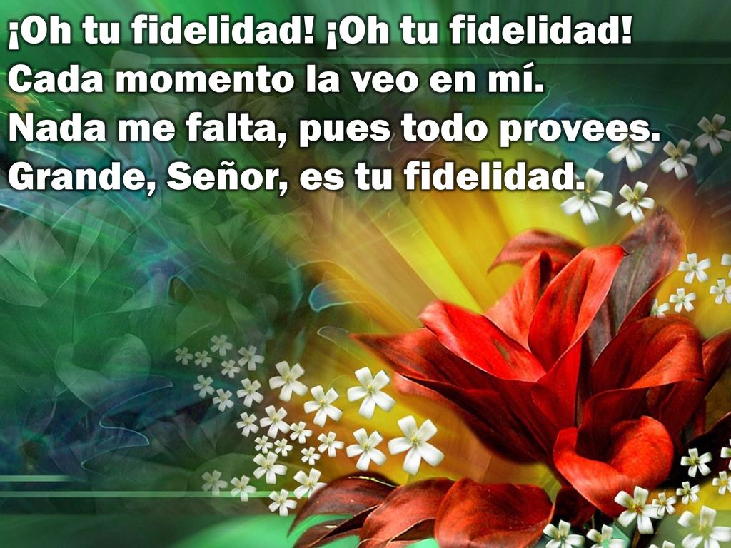 ¡Oh tu fidelidad. ¡Oh tu fidelidad. Cada momento la veo en mí