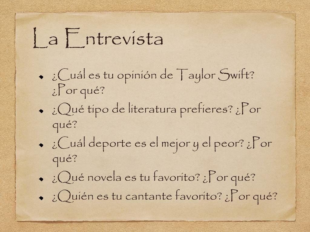 La Entrevista ¿Cuál es tu opinión de Taylor Swift ¿Por qué