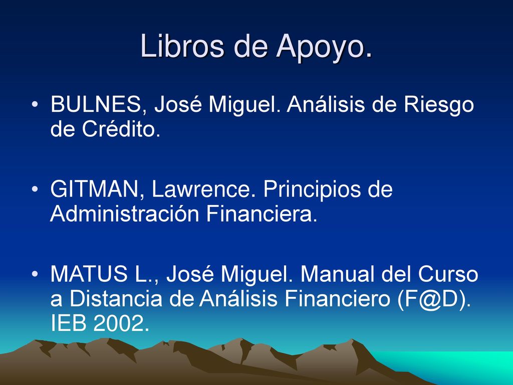 Libros de Apoyo. BULNES, José Miguel. Análisis de Riesgo de Crédito.