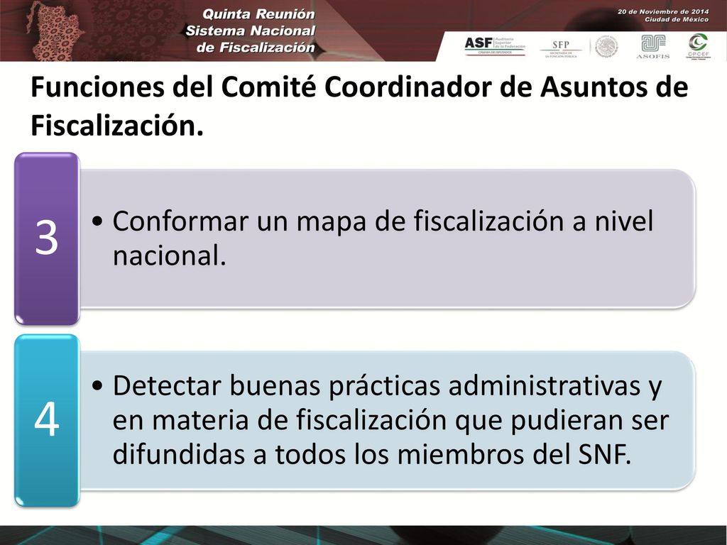 Funciones del Comité Coordinador de Asuntos de Fiscalización.