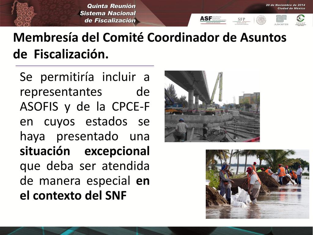 Membresía del Comité Coordinador de Asuntos de Fiscalización.