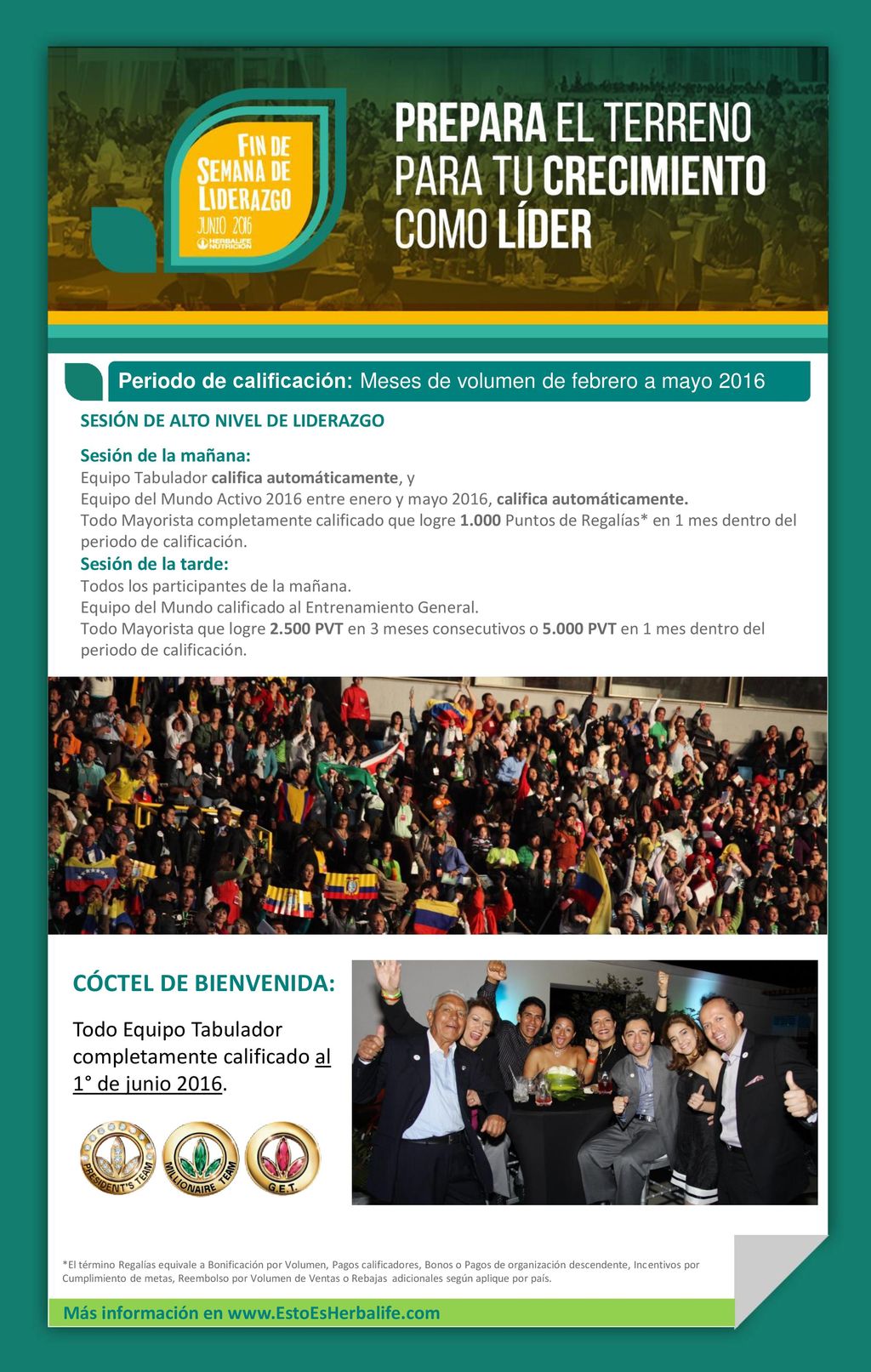Periodo de calificación: Meses de volumen de febrero a mayo 2016