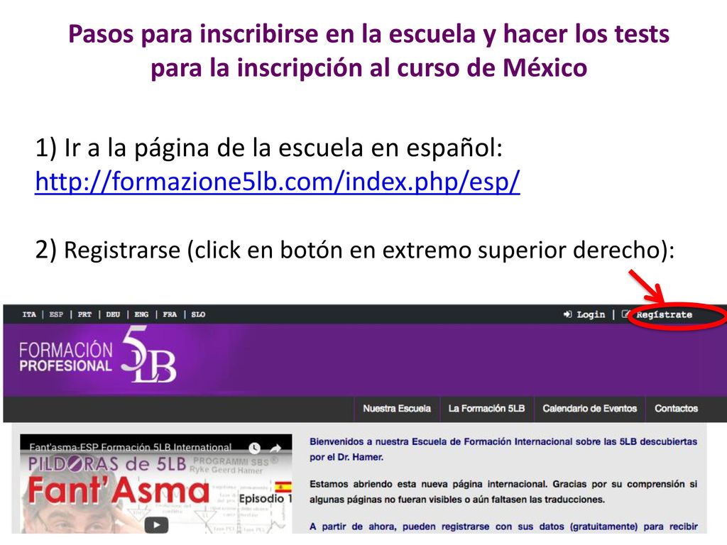 Pasos para inscribirse en la escuela y hacer los tests