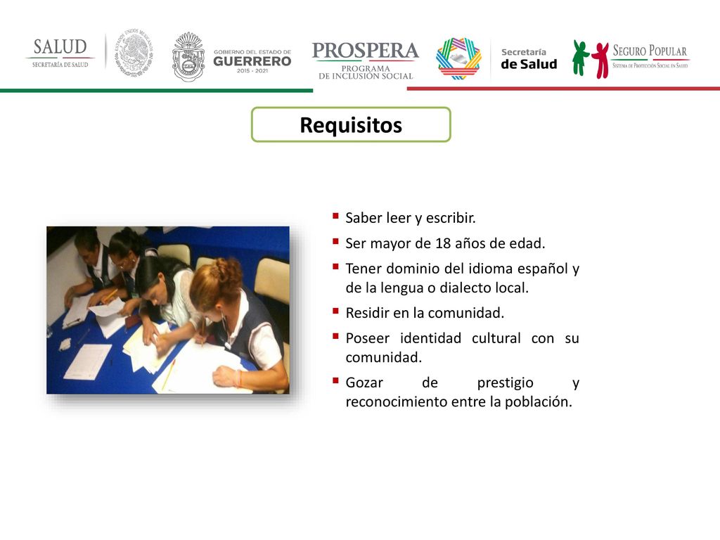 Requisitos Saber leer y escribir. Ser mayor de 18 años de edad.