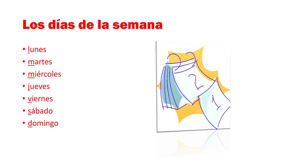 Los días de la semana lunes martes miércoles jueves viernes sábado