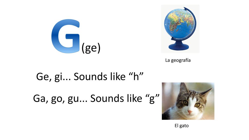 G (ge) Ge, gi... Sounds like h Ga, go, gu... Sounds like g