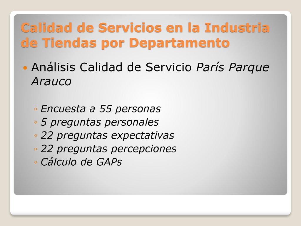 Calidad de Servicios en la Industria de Tiendas por Departamento