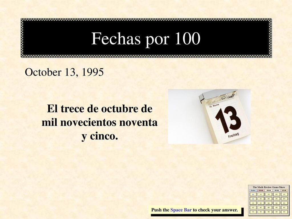 El trece de octubre de mil novecientos noventa y cinco.