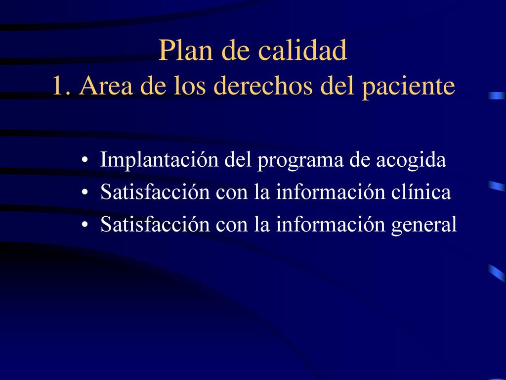 Plan de calidad 1. Area de los derechos del paciente