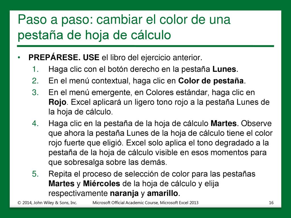 Paso a paso: cambiar el color de una pestaña de hoja de cálculo