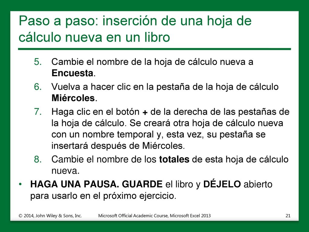 Paso a paso: inserción de una hoja de cálculo nueva en un libro