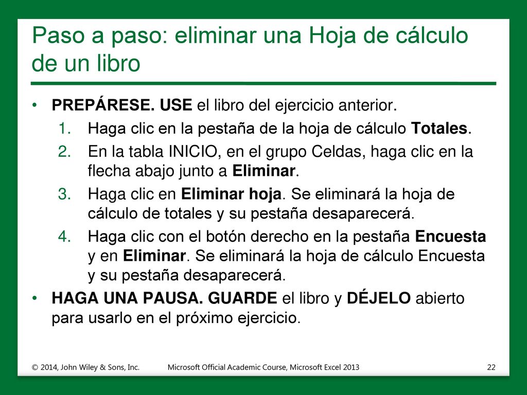 Paso a paso: eliminar una Hoja de cálculo de un libro