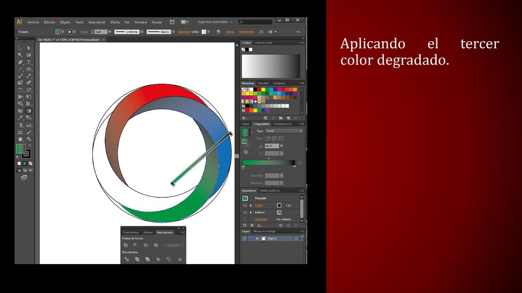 Aplicando el tercer color degradado.