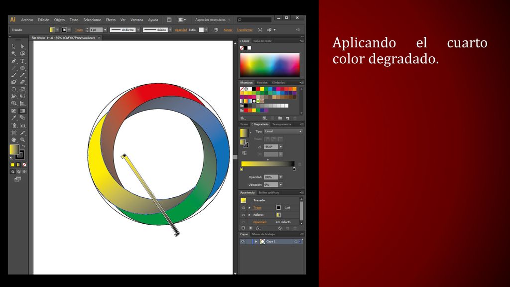 Aplicando el cuarto color degradado.