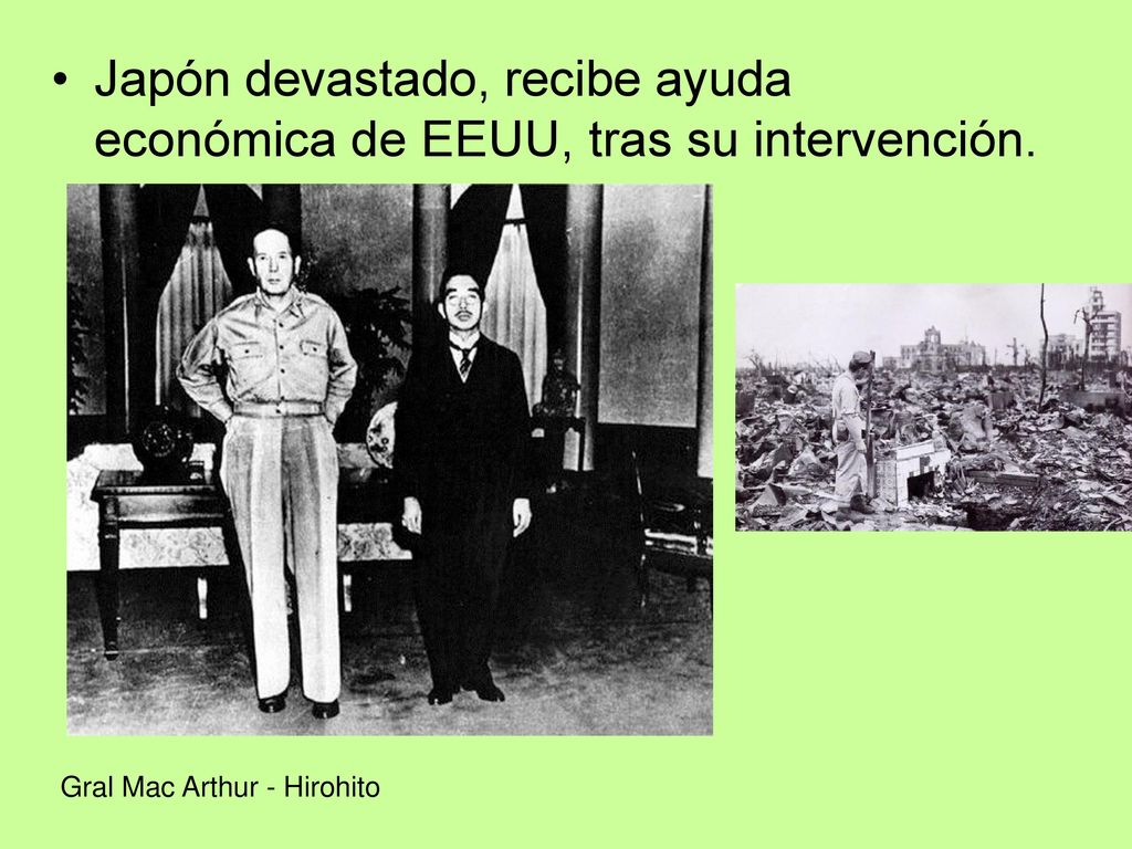 Japón devastado, recibe ayuda económica de EEUU, tras su intervención.
