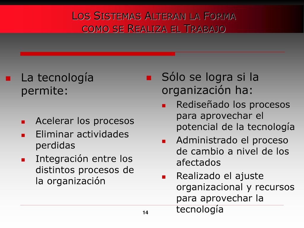 LOS SISTEMAS ALTERAN LA FORMA COMO SE REALIZA EL TRABAJO