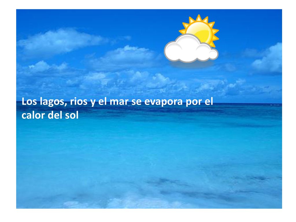 Los lagos, rios y el mar se evapora por el calor del sol